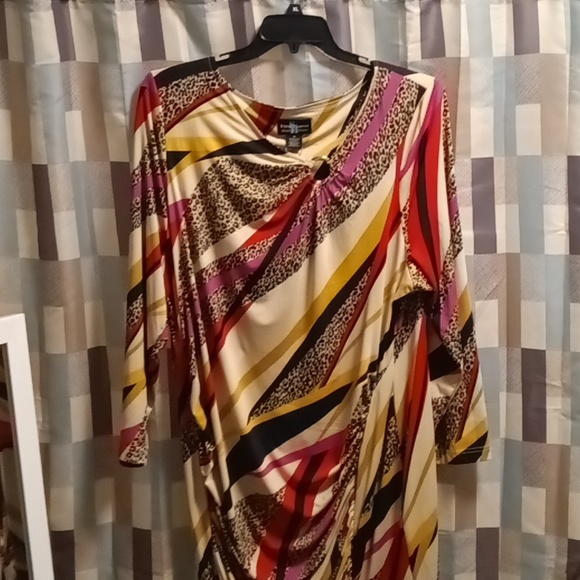 FINAL PRICE NWT Steve Harvey multi-colored striped animal print dress 3X - Picture 3 of 10